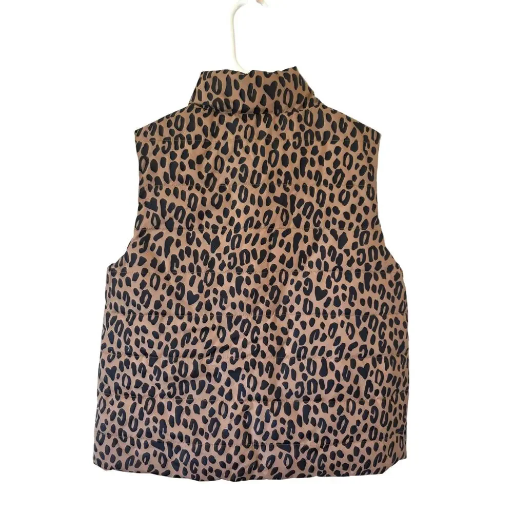 J.Crew Crewcuts Girls' Leopard Print Reversible Puffer Vest Size Medium